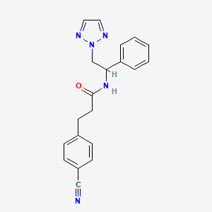 molecular formula C20H19N5O B2744390 3-(4-cyanophenyl)-N-(1-phenyl-2-(2H-1,2,3-triazol-2-yl)ethyl)propanamide CAS No. 2034559-81-2