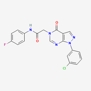 molecular formula C19H13ClFN5O2 B2744395 2-[1-(3-chlorophenyl)-4-oxo-1H,4H,5H-pyrazolo[3,4-d]pyrimidin-5-yl]-N-(4-fluorophenyl)acetamide CAS No. 887457-94-5