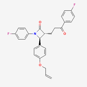 molecular formula C27H23F2NO3 B2744397 2-Azetidinone, 1-(4-fluorophenyl)-3-[3-(4-fluorophenyl)-3-oxopropyl]-4-[4-(2-propen-1-yloxy)phenyl]-, (3R,4S)- CAS No. 1202579-25-6