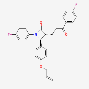 molecular formula C27H23F2NO3 B2744397 2-氮杂环丙酮-1-(4-氟苯基)-3-(3-(4-氟苯基)-3-氧代丙基)-4-(4-(2-丙烯-1-基氧基)苯基)-, (3R,4S)- CAS No. 1202579-25-6