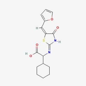 molecular formula C16H18N2O4S B2744400 2-cyclohexyl-2-({5-[(E)-2-furylmethylidene]-4-oxo-4,5-dihydro-1,3-thiazol-2-yl}amino)acetic acid CAS No. 1007980-93-9