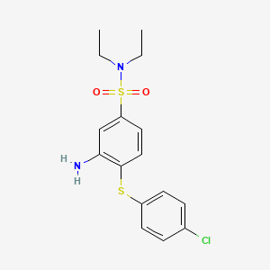 molecular formula C16H19ClN2O2S2 B2744407 3-氨基-4-(4-氯苯基硫基)-N,N-二乙基-苯并苯磺酰胺 CAS No. 734546-72-6