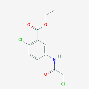 molecular formula C11H11Cl2NO3 B2744410 乙酸乙酯 2-氯-5-[(氯乙酰)氨基]苯甲酸酯 CAS No. 1797030-18-2