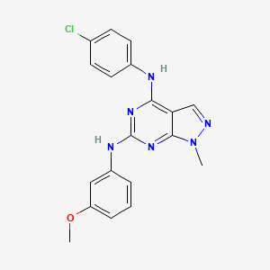 molecular formula C19H17ClN6O B2744416 N4-(4-chlorophenyl)-N6-(3-methoxyphenyl)-1-methyl-1H-pyrazolo[3,4-d]pyrimidine-4,6-diamine CAS No. 878064-73-4