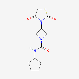 molecular formula C12H17N3O3S B2744425 N-cyclopentyl-3-(2,4-dioxothiazolidin-3-yl)azetidine-1-carboxamide CAS No. 2034425-48-2