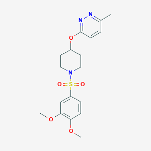 molecular formula C18H23N3O5S B2744427 3-((1-((3,4-Dimethoxyphenyl)sulfonyl)piperidin-4-yl)oxy)-6-methylpyridazine CAS No. 1797063-88-7