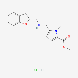 molecular formula C17H21ClN2O3 B2744429 甲基 5-[(2,3-二氢-1-苯并呋喃-2-基甲基)氨基甲基]-1-甲基吡咯-2-羧酸酯;盐酸盐 CAS No. 2418682-03-6