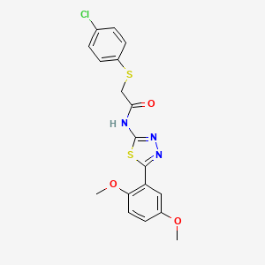molecular formula C18H16ClN3O3S2 B2744430 2-(4-氯苯基)硫醇基-N-[5-(2,5-二甲氧基苯基)-1,3,4-噻二唑-2-基]乙酰胺 CAS No. 394232-17-8