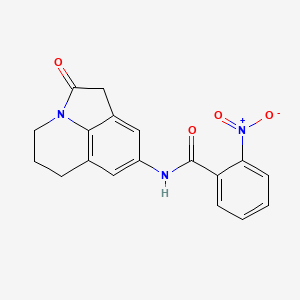 molecular formula C18H15N3O4 B2744434 2-nitro-N-(2-oxo-2,4,5,6-tetrahydro-1H-pyrrolo[3,2,1-ij]quinolin-8-yl)benzamide CAS No. 898463-39-3