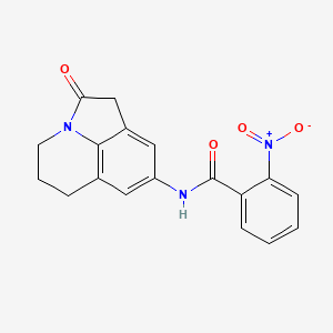 molecular formula C18H15N3O4 B2744434 2-硝基-N-(2-氧代-2,4,5,6-四氢-1H-吡咯[3,2,1-ij]喹啉-8-基)苯甲酰胺 CAS No. 898463-39-3