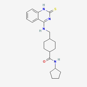 molecular formula C21H28N4OS B2744441 N-环戊基-4-[[2-硫醛基-1H-喹唑啉-4-基)氨基]甲基]环己烷-1-羧酰胺 CAS No. 689266-02-2
