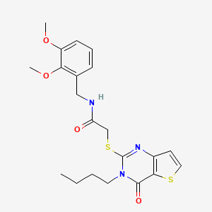 molecular formula C21H25N3O4S2 B2744446 2-[(3-butyl-4-oxo-3,4-dihydrothieno[3,2-d]pyrimidin-2-yl)sulfanyl]-N-(2,3-dimethoxybenzyl)acetamide CAS No. 1252899-10-7