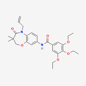 molecular formula C27H34N2O6 B2744452 N-(5-烯丙基-3,3-二甲基-4-氧代-2,3,4,5-四氢苯并[b][1,4]噁唑啉-8-基)-3,4,5-三乙氧基苯甲酰胺 CAS No. 921794-51-6