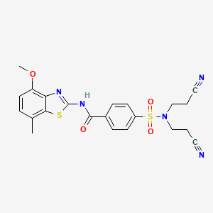 molecular formula C22H21N5O4S2 B2744453 4-[bis(2-cyanoethyl)sulfamoyl]-N-(4-methoxy-7-methyl-1,3-benzothiazol-2-yl)benzamide CAS No. 862807-57-6
