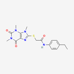molecular formula C18H21N5O3S B2744454 N-(4-ethylphenyl)-2-(1,3,9-trimethyl-2,6-dioxopurin-8-yl)sulfanylacetamide CAS No. 897453-19-9
