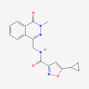 molecular formula C17H16N4O3 B2744459 5-cyclopropyl-N-((3-methyl-4-oxo-3,4-dihydrophthalazin-1-yl)methyl)isoxazole-3-carboxamide CAS No. 1396710-58-9