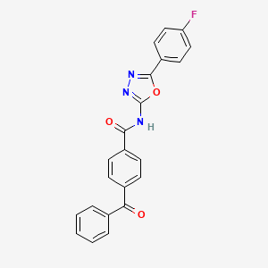 molecular formula C22H14FN3O3 B2744460 4-benzoyl-N-[5-(4-fluorophenyl)-1,3,4-oxadiazol-2-yl]benzamide CAS No. 897734-92-8