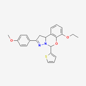 molecular formula C23H22N2O3S B2744462 7-ethoxy-2-(4-methoxyphenyl)-5-(thiophen-2-yl)-5,10b-dihydro-1H-benzo[e]pyrazolo[1,5-c][1,3]oxazine CAS No. 899746-48-6