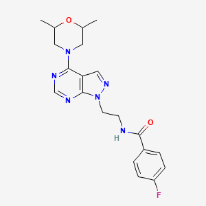 N-(2-(4-(2,6-dimethylmorpholino)-1H-pyrazolo[3,4-d]pyrimidin-1-yl)ethyl)-4-fluorobenzamide