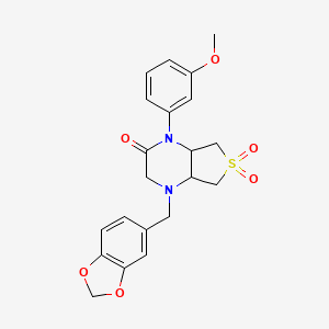 4-(benzo[d][1,3]dioxol-5-ylmethyl)-1-(3-methoxyphenyl)hexahydrothieno[3,4-b]pyrazin-2(1H)-one 6,6-dioxide