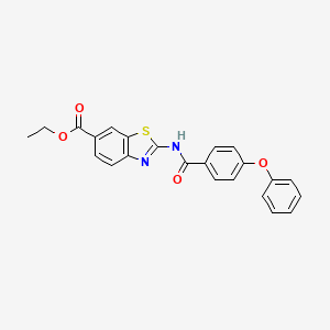 molecular formula C23H18N2O4S B2744473 乙酸 2-(4-苯氧基苯甲酰氨基)苯并[d]噻唑-6-羧酸乙酯 CAS No. 896680-13-0