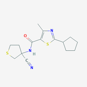 molecular formula C15H19N3OS2 B2744477 N-(3-Cyanothiolan-3-YL)-2-cyclopentyl-4-methyl-1,3-thiazole-5-carboxamide CAS No. 1436244-46-0