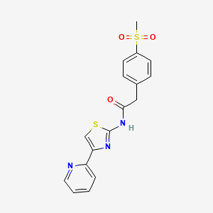 molecular formula C17H15N3O3S2 B2744482 2-(4-(甲磺酰基)苯基)-N-(4-(吡啶-2-基)噻唑-2-基)乙酰胺 CAS No. 942008-42-6