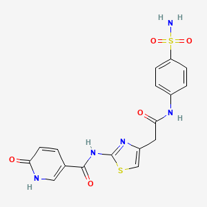 molecular formula C17H15N5O5S2 B2744487 6-oxo-N-(4-(2-oxo-2-((4-sulfamoylphenyl)amino)ethyl)thiazol-2-yl)-1,6-dihydropyridine-3-carboxamide CAS No. 946234-16-8
