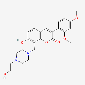 molecular formula C24H28N2O6 B2744489 3-(2,4-Dimethoxyphenyl)-7-hydroxy-8-[[4-(2-hydroxyethyl)piperazin-1-yl]methyl]chromen-2-one CAS No. 859668-94-3