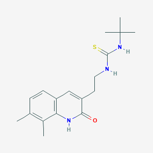 molecular formula C18H25N3OS B2744501 1-(Tert-butyl)-3-(2-(7,8-dimethyl-2-oxo-1,2-dihydroquinolin-3-yl)ethyl)thiourea CAS No. 887896-68-6