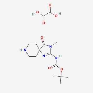 molecular formula C15H24N4O7 B2744502 (Z)-叔丁基(3-甲基-4-氧代-1,3,8-三氮杂螺[4.5]癸烷-2-基亚甲基)碳酸酯草酸盐 CAS No. 1956426-40-6