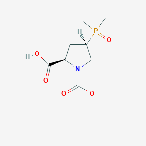 molecular formula C12H22NO5P B2744509 (2R,4R)-4-二甲基磷酰基-1-[(2-甲基丙烷-2-基)氧代羰基]吡咯啉-2-羧酸 CAS No. 2361609-89-2