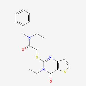 molecular formula C19H21N3O2S2 B2744510 N-benzyl-N-ethyl-2-((3-ethyl-4-oxo-3,4-dihydrothieno[3,2-d]pyrimidin-2-yl)thio)acetamide CAS No. 1252817-14-3