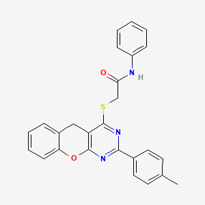 molecular formula C26H21N3O2S B2744513 N-phenyl-2-((2-(p-tolyl)-5H-chromeno[2,3-d]pyrimidin-4-yl)thio)acetamide CAS No. 866726-40-1