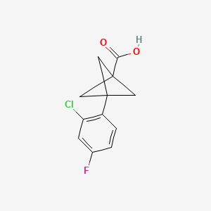 molecular formula C12H10ClFO2 B2744515 3-(2-Chloro-4-fluorophenyl)bicyclo[1.1.1]pentane-1-carboxylic acid CAS No. 2287339-54-0