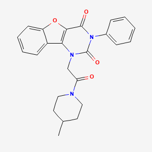 molecular formula C24H23N3O4 B2744532 1-[2-(4-Methylpiperidin-1-yl)-2-oxoethyl]-3-phenyl-[1]benzofuro[3,2-d]pyrimidine-2,4-dione CAS No. 877656-62-7