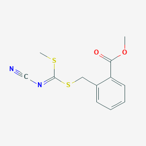 molecular formula C12H12N2O2S2 B274454 Methyl 2-({[(cyanoimino)(methylsulfanyl)methyl]sulfanyl}methyl)benzoate 