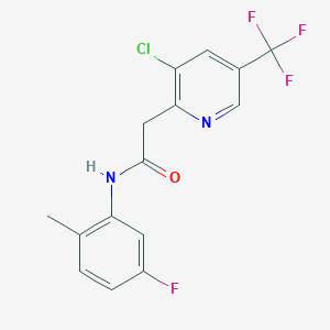 molecular formula C15H11ClF4N2O B2744542 2-[3-chloro-5-(trifluoromethyl)-2-pyridinyl]-N-(5-fluoro-2-methylphenyl)acetamide CAS No. 439107-80-9