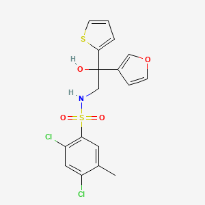 molecular formula C17H15Cl2NO4S2 B2744549 2,4-dichloro-N-(2-(furan-3-yl)-2-hydroxy-2-(thiophen-2-yl)ethyl)-5-methylbenzenesulfonamide CAS No. 2034265-00-2