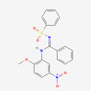 molecular formula C20H17N3O5S B2744551 (Z)-N-(2-甲氧基-5-硝基苯基)-N'-(苯基磺酰)苯并咪唑酰胺 CAS No. 838602-40-7