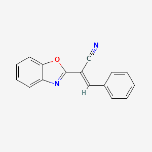 molecular formula C16H10N2O B2744554 (2E)-2-(1,3-benzoxazol-2-yl)-3-phenylprop-2-enenitrile CAS No. 166166-39-8