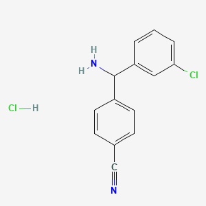 molecular formula C14H12Cl2N2 B2744555 4-[氨基-(3-氯苯基)甲基]苯甲腈；盐酸盐 CAS No. 2243505-49-7