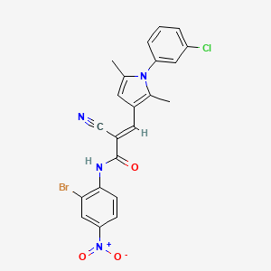 molecular formula C22H16BrClN4O3 B2744556 (E)-N-(2-bromo-4-nitrophenyl)-3-[1-(3-chlorophenyl)-2,5-dimethylpyrrol-3-yl]-2-cyanoprop-2-enamide CAS No. 380478-47-7