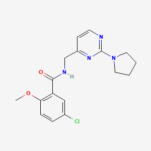 molecular formula C17H19ClN4O2 B2744568 5-chloro-2-methoxy-N-((2-(pyrrolidin-1-yl)pyrimidin-4-yl)methyl)benzamide CAS No. 1795489-90-5