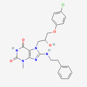 molecular formula C23H24ClN5O4 B2744571 7-(3-(4-氯苯氧)-2-羟基丙基)-3-甲基-8-(苯乙基氨基)-1H-嘌呤-2,6(3H,7H)-二酮 CAS No. 335403-70-8