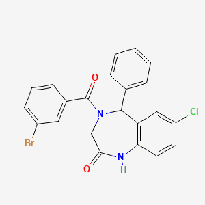 molecular formula C22H16BrClN2O2 B2744578 4-(3-bromobenzoyl)-7-chloro-5-phenyl-4,5-dihydro-1H-benzo[e][1,4]diazepin-2(3H)-one CAS No. 312606-39-6
