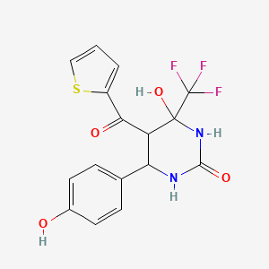 4-Hydroxy-6-(4-hydroxyphenyl)-5-(thiophene-2-carbonyl)-4-(trifluoromethyl)-1,3-diazinan-2-one