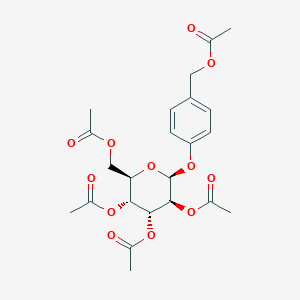 molecular formula C23H28O12 B274459 [(2R,3R,4R,5S,6S)-3,4,5-triacetyloxy-6-[4-(acetyloxymethyl)phenoxy]oxan-2-yl]methyl acetate 