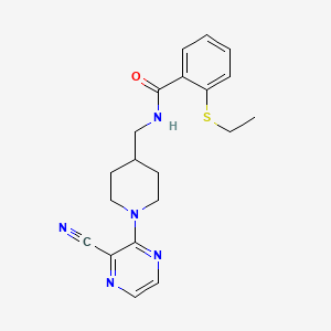N-((1-(3-cyanopyrazin-2-yl)piperidin-4-yl)methyl)-2-(ethylthio)benzamide