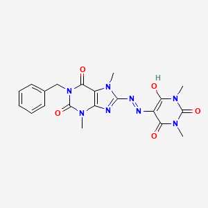 5-(2-(1-benzyl-3,7-dimethyl-2,6-dioxo-2,3,6,7-tetrahydro-1H-purin-8-yl)hydrazono)-1,3-dimethylpyrimidine-2,4,6(1H,3H,5H)-trione